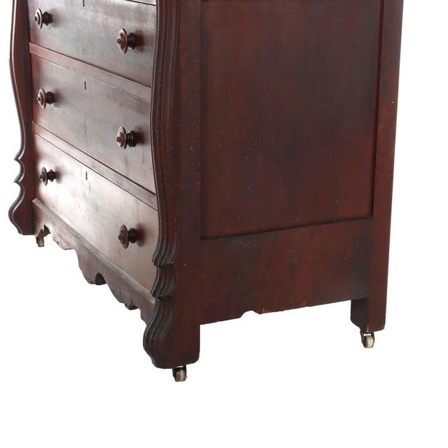 Antique Belter School Rococo Revival Carved Flame Mahogany Mirrored Dresser For Sale - Image 9 of 18