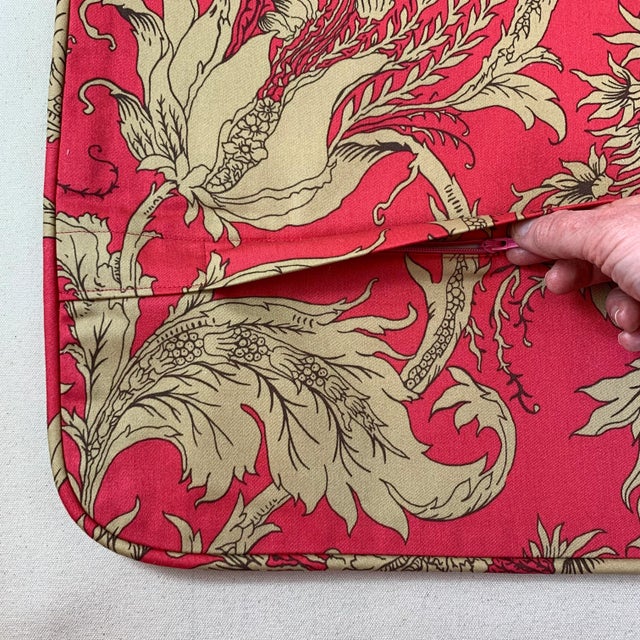 Designer Vicki Payne Free Spirit Crewel Brown Pink Botanical Floral Leaf Pillow Cover For Sale - Image 4 of 7