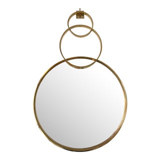 Contemporary Wall Mirror With Brass Circles - Italian Craftsmanship For Sale