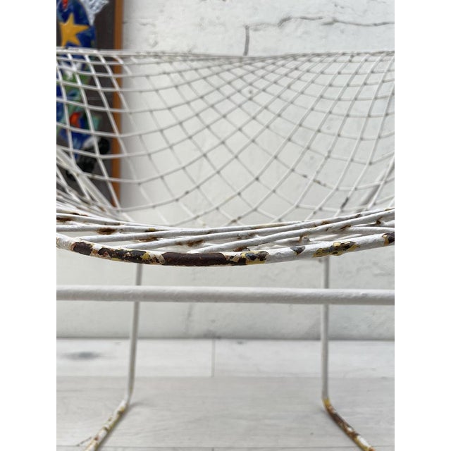 Set of White Patted Mesh Metal Armchairs For Sale - Image 17 of 18