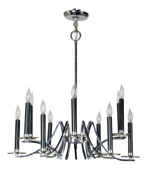 Chrome & Smoked Lucite Twelve-Arm Chandelier