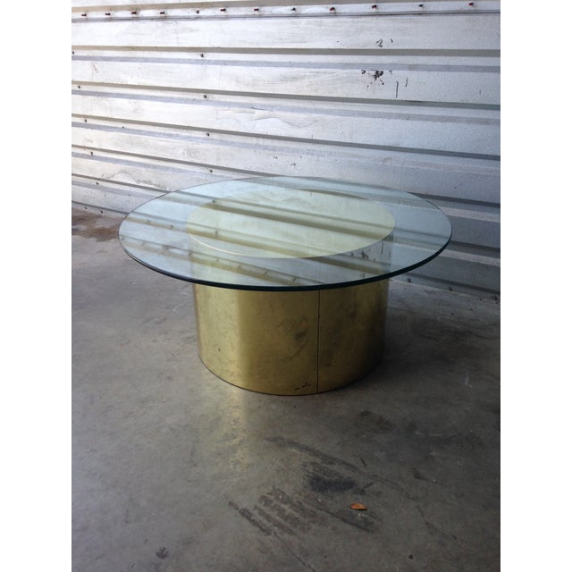 Curtis Jere Vintage Brass C. Jere Brass Drum Coffee Table Mid Century Modern For Sale - Image 4 of 6