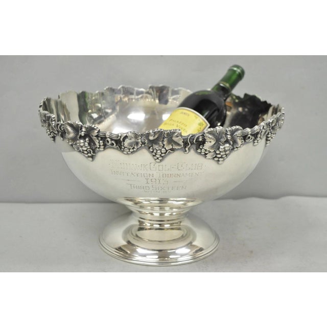 Antique BCEP English Victorian Silver Plated Grapevine Repousse Engraved Award Punchbowl. Item engraved "Mohawk Golf Club...