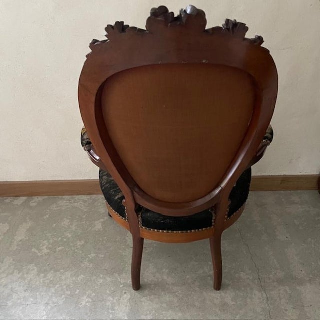 Louis XV Armchair with Floral Tapestry For Sale - Image 6 of 7