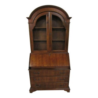 Vintage Italian Made Mahogany Secretary Desk with Slant Front & Bookcase Hutch Top For Sale