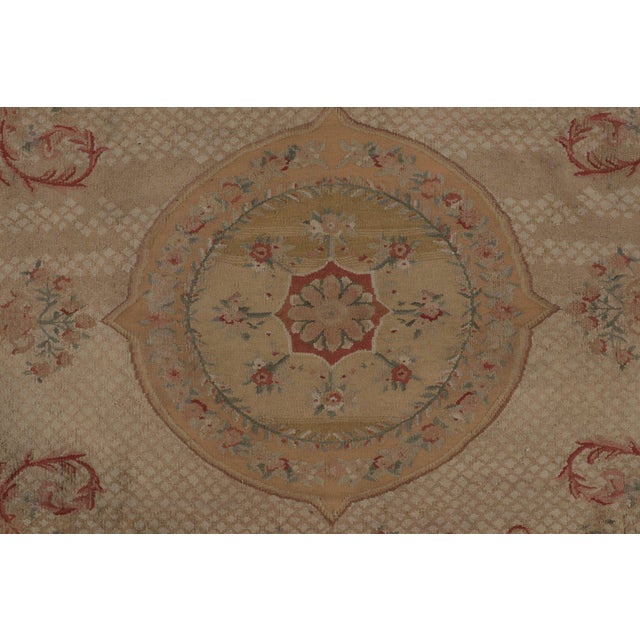 2010s Rug & Kilim’s Aubusson Style Rug in Gold and Beige With Floral Medallion For Sale - Image 5 of 7
