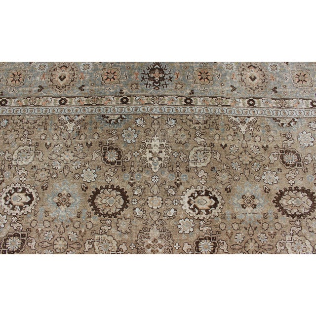 Antique Persian Tabriz Rug in Mocha, Camel, Brown, Gray and Light Blue 9'3 X 13 For Sale - Image 9 of 14