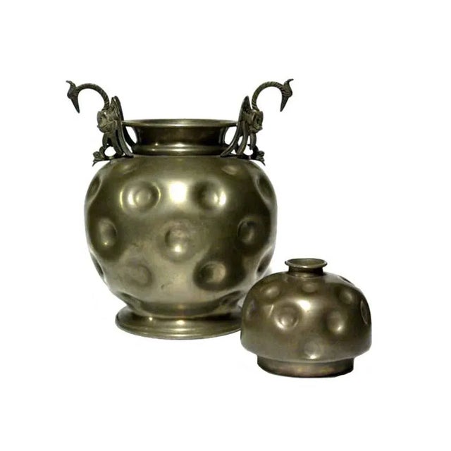 Art Deco Style Pewter Lidded Vase, 1950s For Sale - Image 4 of 6