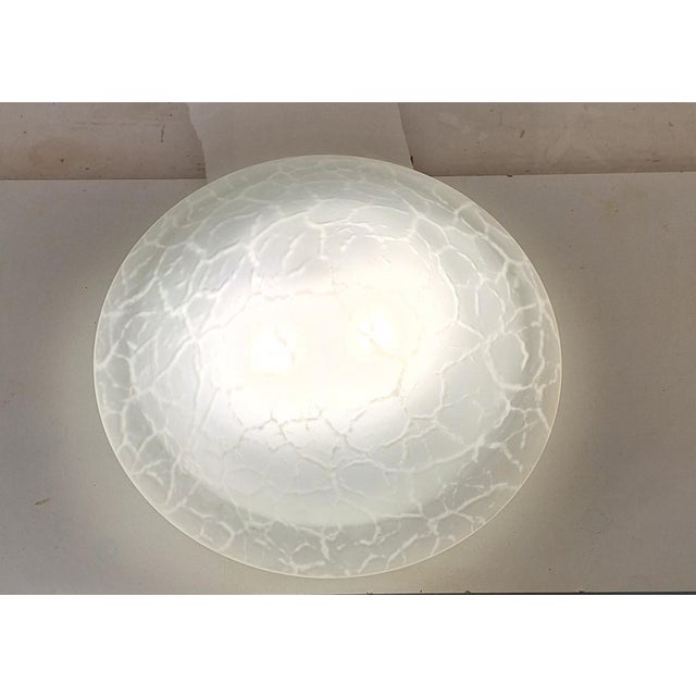 Metal Vintage Ceiling Lamp with Black Metal Bracket and Curved White Marbled Glass Shade by Teka-Leuchten, 1980s For Sale - Image 7 of 9