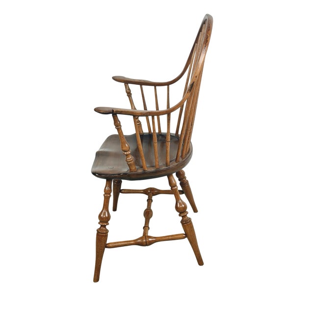 Wood Antique Continuous-Arm Windsor Spindle-Back Wooden Armchair For Sale - Image 7 of 18