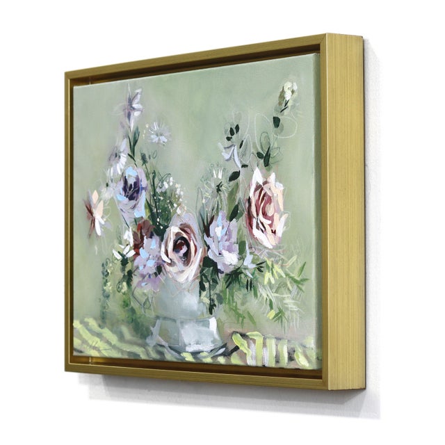 Mint Julep - Framed Abstract Sage Green Botanical Floral Still Life Original Artwork by Kellie Newsome For Sale In Los Angeles - Image 6 of 9