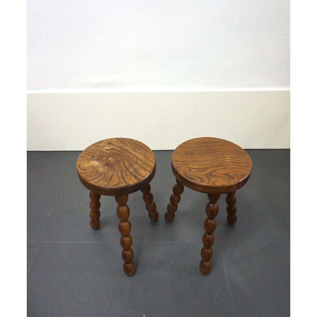 Vintage French Brutalist Stools, 1950s, Set of 2 For Sale - Image 6 of 7
