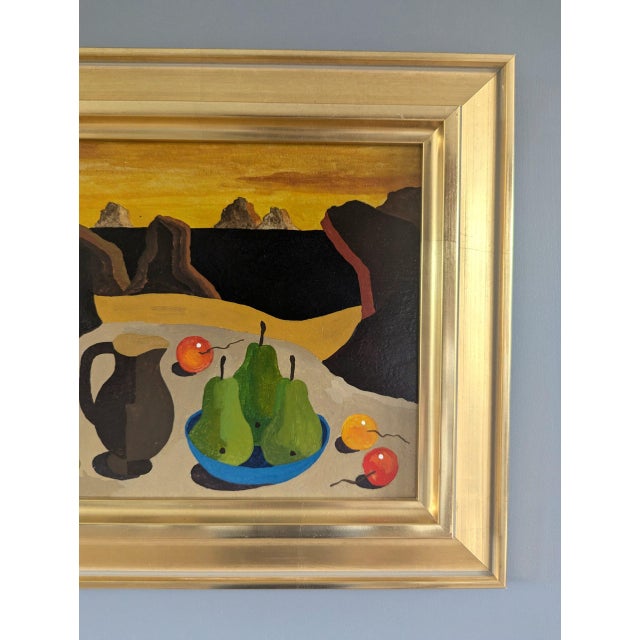Vintage 'Surrealist Still Life' Original Still Life Landscape Tempera Painting by Swedish Artist Eric Cederberg (1897-1984), Framed For Sale - Image 9 of 12