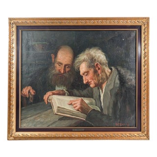 Alfonso Grassi, Elderly Readers, Mid-1900s, Oil Painting on Canvas, Framed For Sale