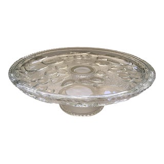 Vintage Fruit Pressed Glass Cake Stand For Sale