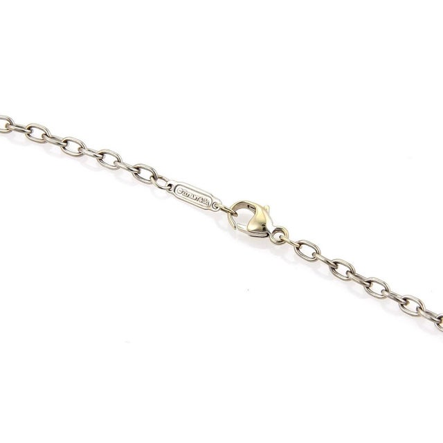 Tiffany and Co. Mid 20th Century Tiffany & Co Etoile Diamonds 18k White Gold Disc Pendant 24" Long For Sale - Image 4 of 6