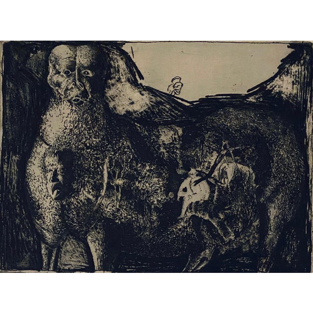 Robert A. Birmelin, Beast With Tree In Stomach, American Modernist Abstract Etching For Sale