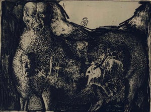 Robert A. Birmelin, Beast With Tree In Stomach, American Modernist Abstract Etching