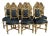 1900 Italian Baroque Rococo Gilded Beech Black Velvet Chairs - Set of 7 For Sale