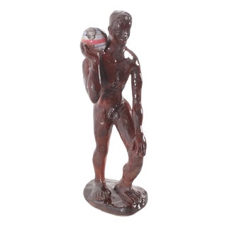 Mid-Century Atlas Glossy Glazed Ceramic Sculpture, Italy, 1950s For Sale