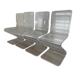 1970s Mid-Century Modern Lucite Z Form Chairs - Set of 4 For Sale