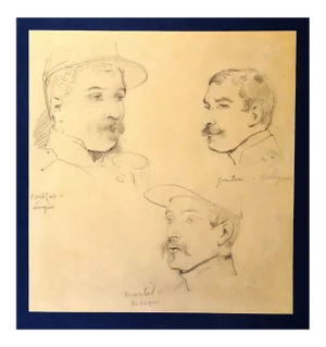 Le Soldats - Original Pencil Drawing by Horace Vernet 19th century