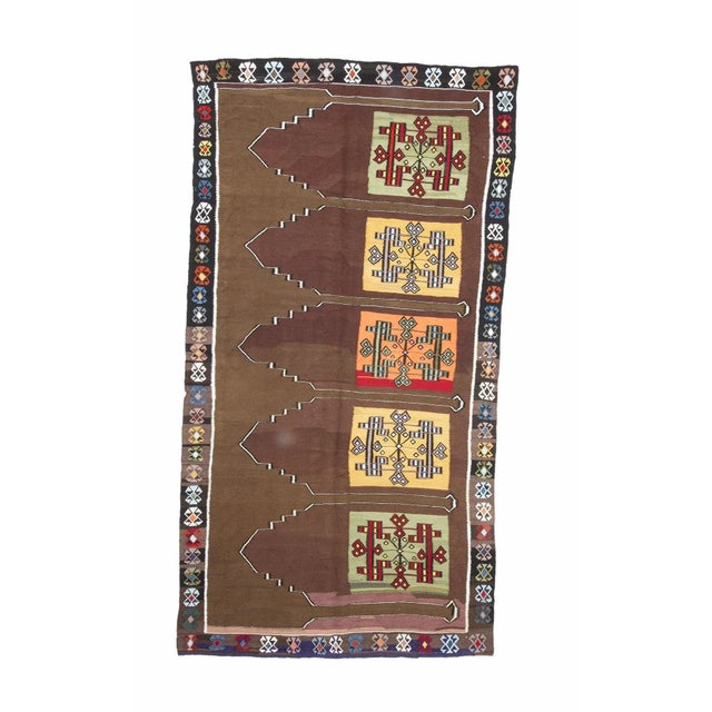 Textile Vintage Turkish Kars Kilim Rug For Sale - Image 7 of 7