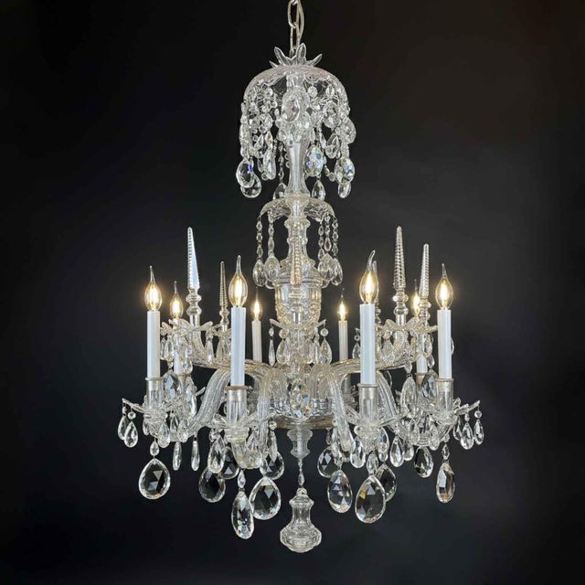 Italian Bohemian Crystal Eight-Light Chandelier, 1950s For Sale - Image 4 of 14