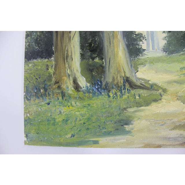 Vintage Landscape Oil Painting, Original Art, Signed by Artist Trees, Unframed For Sale - Image 6 of 10