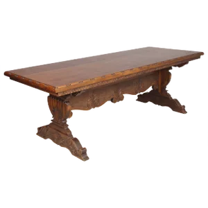 Vintage Renaissance Style Italian Carved Walnut Dining Table by Michele Bonciani-Cascina, 1940s