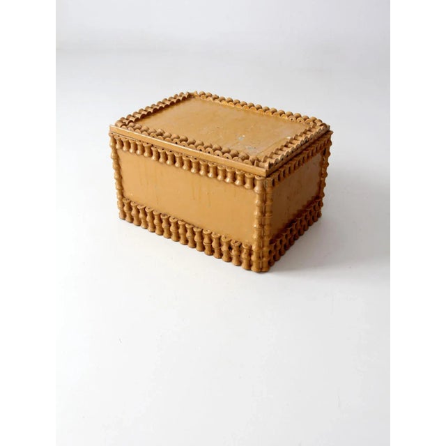 Antique Folk Art Spool Trunk For Sale - Image 4 of 12