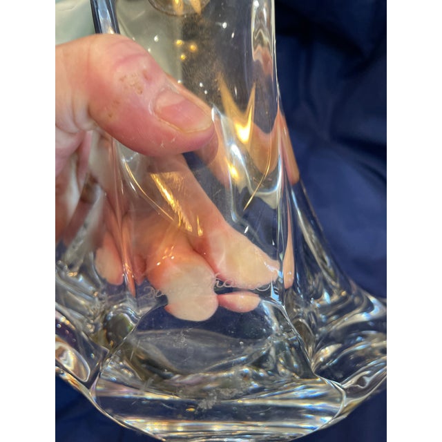 Glass 1940s Daum France Crystal Freeform 3 Candle Holder Float Bowl Piece, Artist Signed For Sale - Image 7 of 7