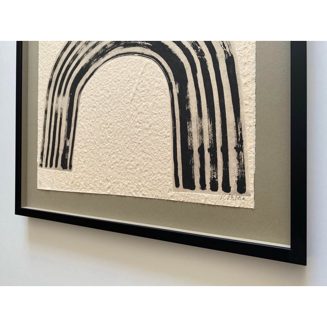 Raoul Lazar Vintage 1974 French Mid Century Modernist " Arc Jaune " Limited Edition Framed Signed Fine Art Embossed Aquatint Etching Print For Sale - Image 17 of 18
