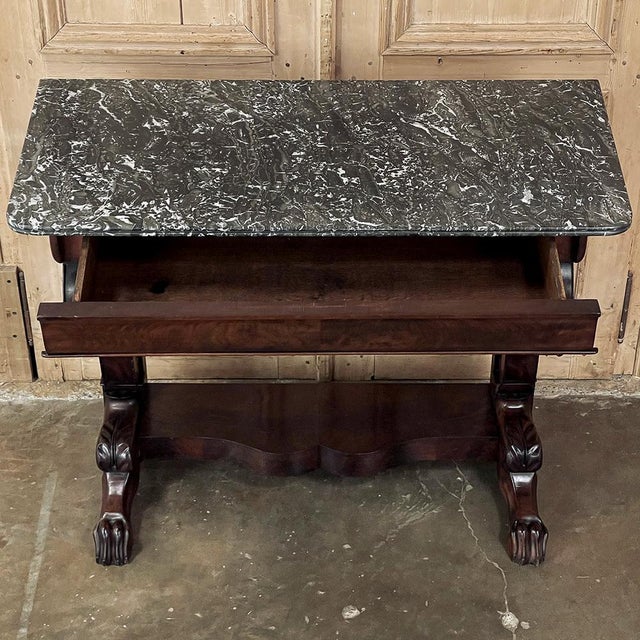 19th Century French Louis Philippe Period Mahogany Marble Top Console For Sale In Dallas - Image 6 of 18