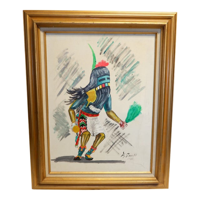 Vintage Oil Painting Indian Kachina by Gordon Crook 1980 For Sale