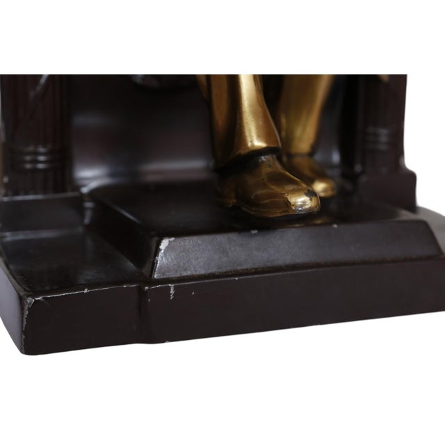 Metal "Lincoln in the Chair" Bookends by Philadelphia Manufacturing Company For Sale - Image 7 of 9