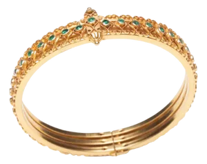 18k Gold and Emerald Bangle Bracelet, Late 20th Century, India