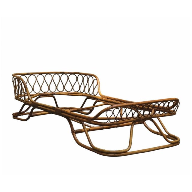 Mid-Century Modern Wicker and Bamboo Daybed attributed to Tito Agnoli, Italy, 1960s For Sale - Image 3 of 8