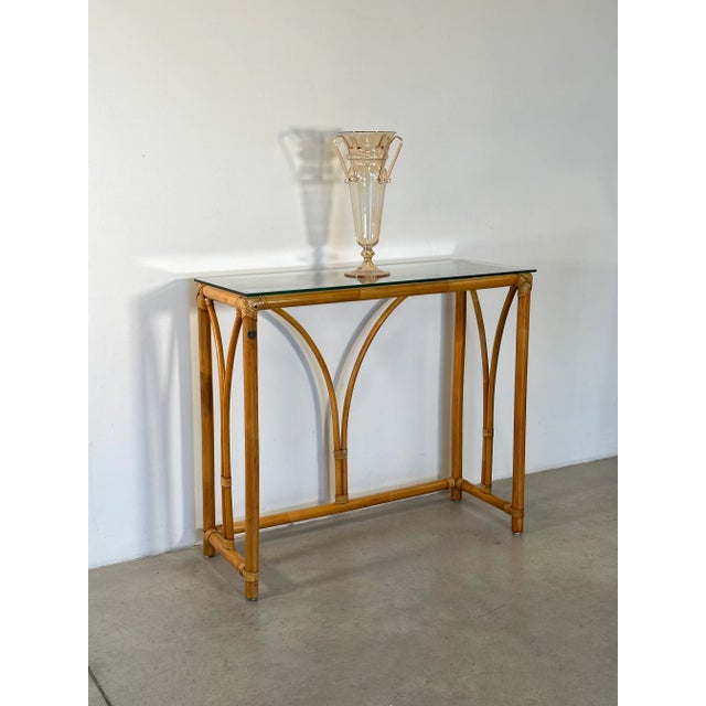 Wood Vintage Bamboo Console Table, 1970s For Sale - Image 7 of 10