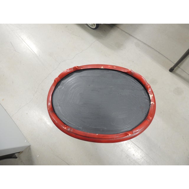 Hollywood Regency Vintage Small Oval Red and Black Painted Drinks Table by Trouvailles, Inc. For Sale - Image 3 of 7