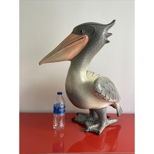 1970s Large Mexican Paper Mache Folk Art Pelican Bird in Sermel