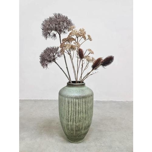 Vintage Nature Green Textured Ceramic Vase from Steuler, 1960s For Sale - Image 3 of 5
