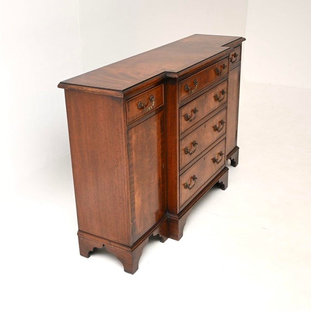 Small Vintage Georgian Style Breakfront Sideboard, 1930 For Sale - Image 4 of 11