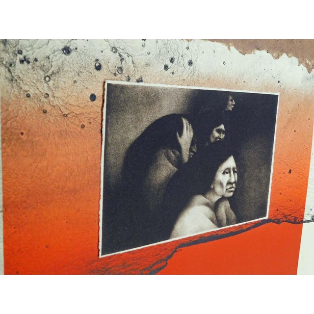 1980s Frank Howell Wounded Knee Woman 1985 Original Lithograph Art Make Offer Red For Sale - Image 5 of 6