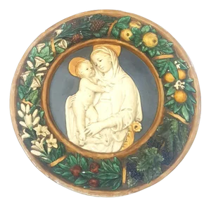 Vintage Tuscan Madonna with Child Ceramic Majolica