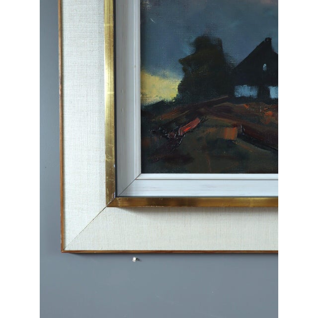 Mid-Century Modern 'Fading Light' Swedish Original Landscape Oil Painting, Framed For Sale - Image 6 of 11