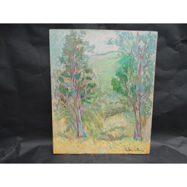 Anders Aldrin: Charming Landscape with trees, oil on board. 18.5 x 22.5. Anders Aldrin, painter, printmaker, and sculptor,...