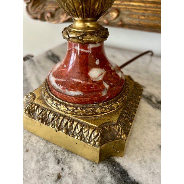 Metal Louis XVI / Neoclassical Style Marble Table Lamp For Sale - Image 7 of 8