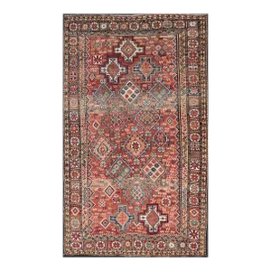Late 19th Century Antique Caucasian Kazak Rug With Geometric Design & Tribal Motifs
