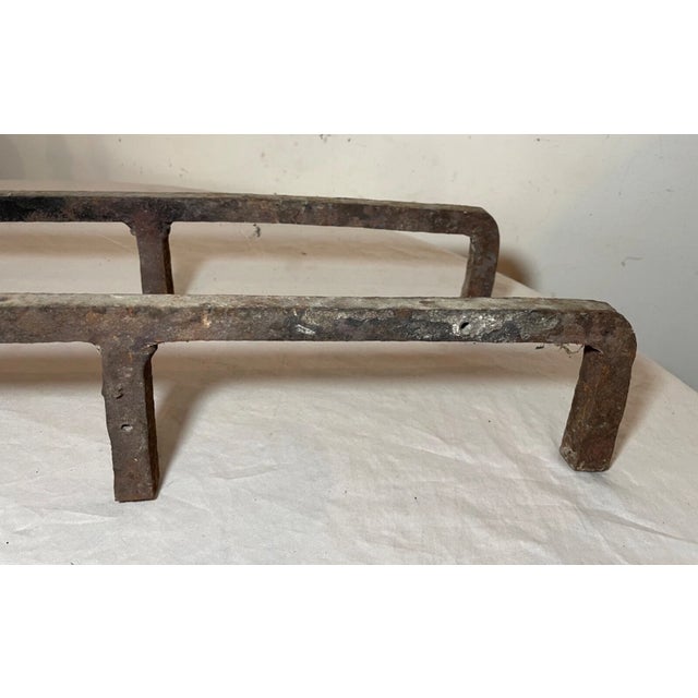 Pair of Turned 18th Century Peened Brass Wrought Iron Georgian Andirons 1700's For Sale - Image 14 of 15